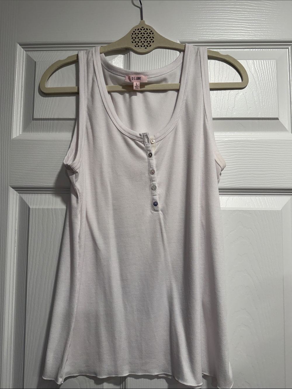 PS Love Pale Pink Ribbed Henley Tank